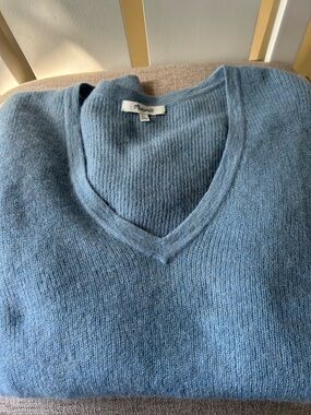 Madewell Light Blue V-Neck Knit Sweater